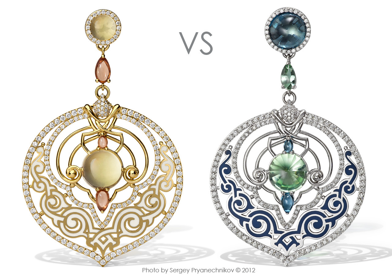 Ювелирный постер. Diamond Jewelry. Фотосъемка ювелирных изделий с бриллиантами и драгоценными камнями. Jewellery Photography ARNE Pryanechnikov Прянечников Серьги эмаль цитрины топазы празиолиты бриллианты