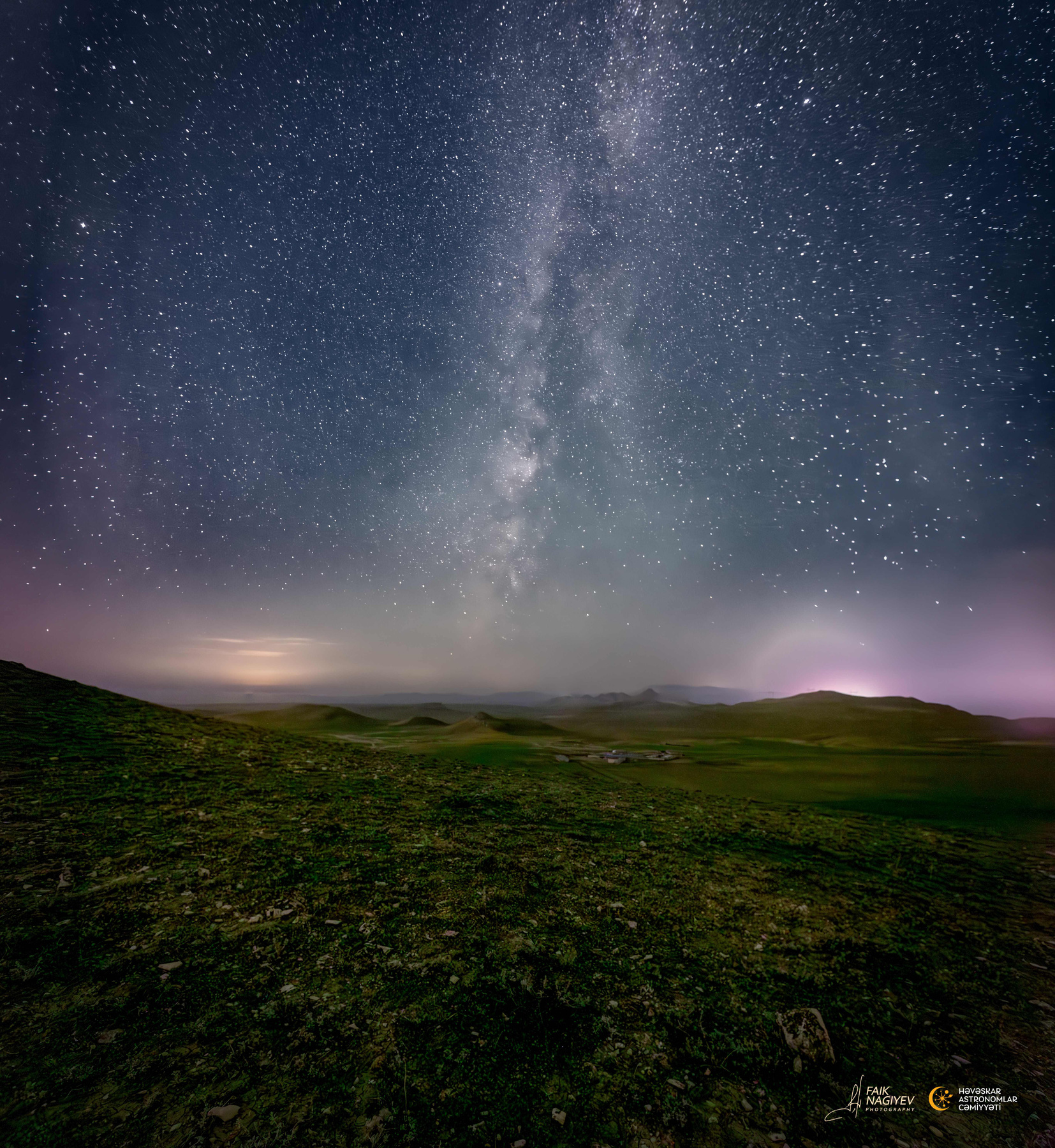 Milky Way above the green desert Vertical No People Photography Night Nature Sky Star Space Astronomy Milky Way Outdoors Galaxy and Outer Beauty In Scenics nightscape landscape milky way stars night
