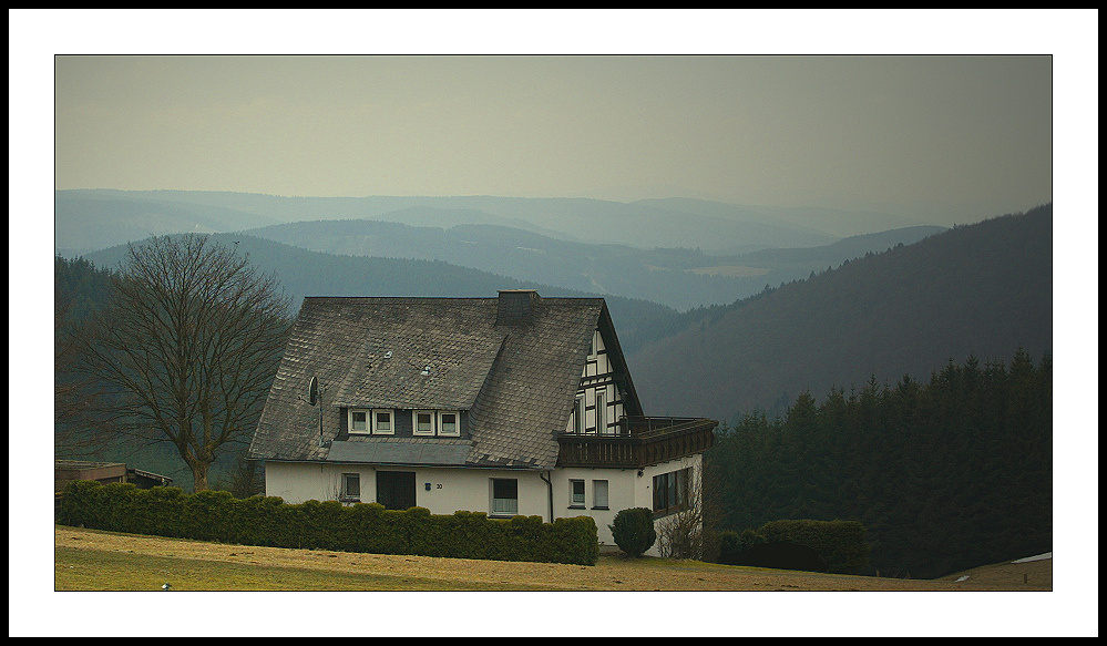 * Небо  горы  лес  дерево  домик  травка  Winterberg  Duitsland