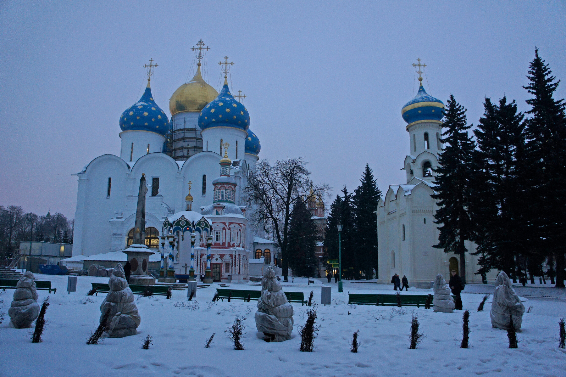 Панорама лаврских соборов. Зимнее утро.  12.02.2014 Сергиев Посад Монастырь Храм Соборы Панорама