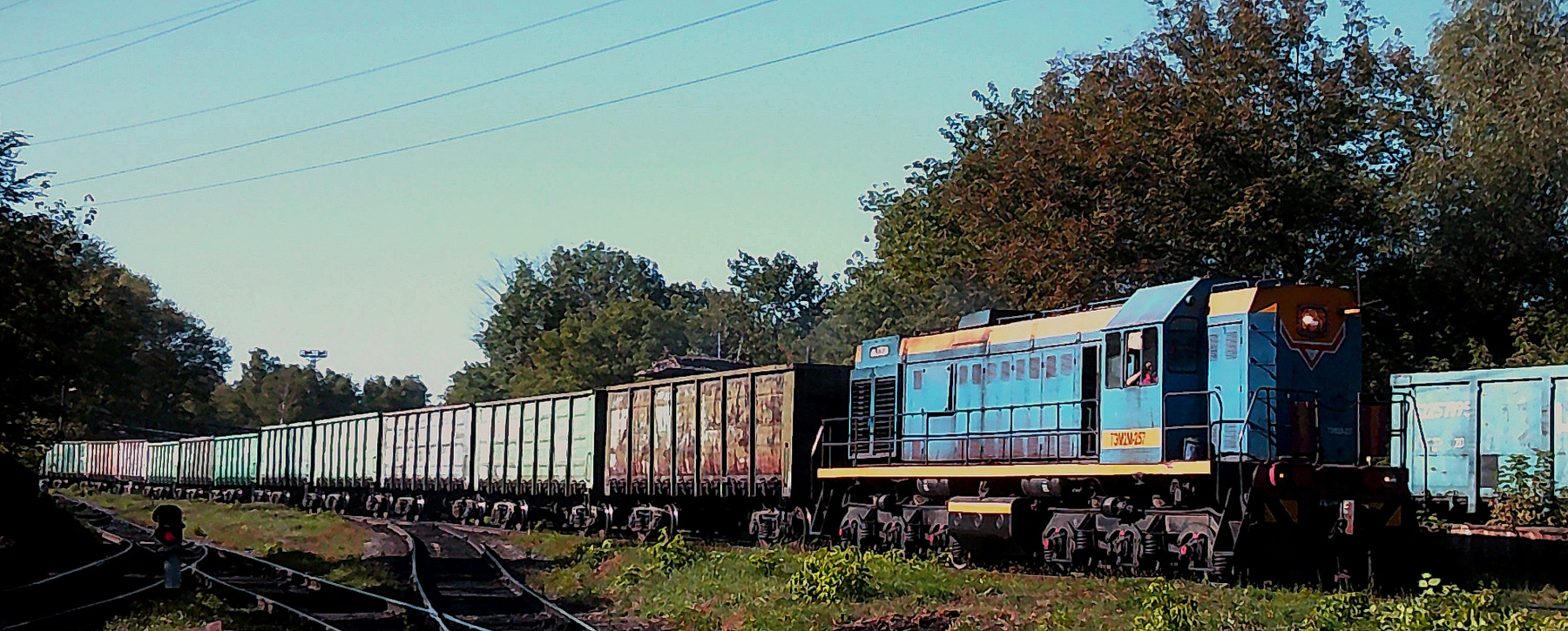ТЭМ2М - 257 ТЭМ2М тепловоз завод осень