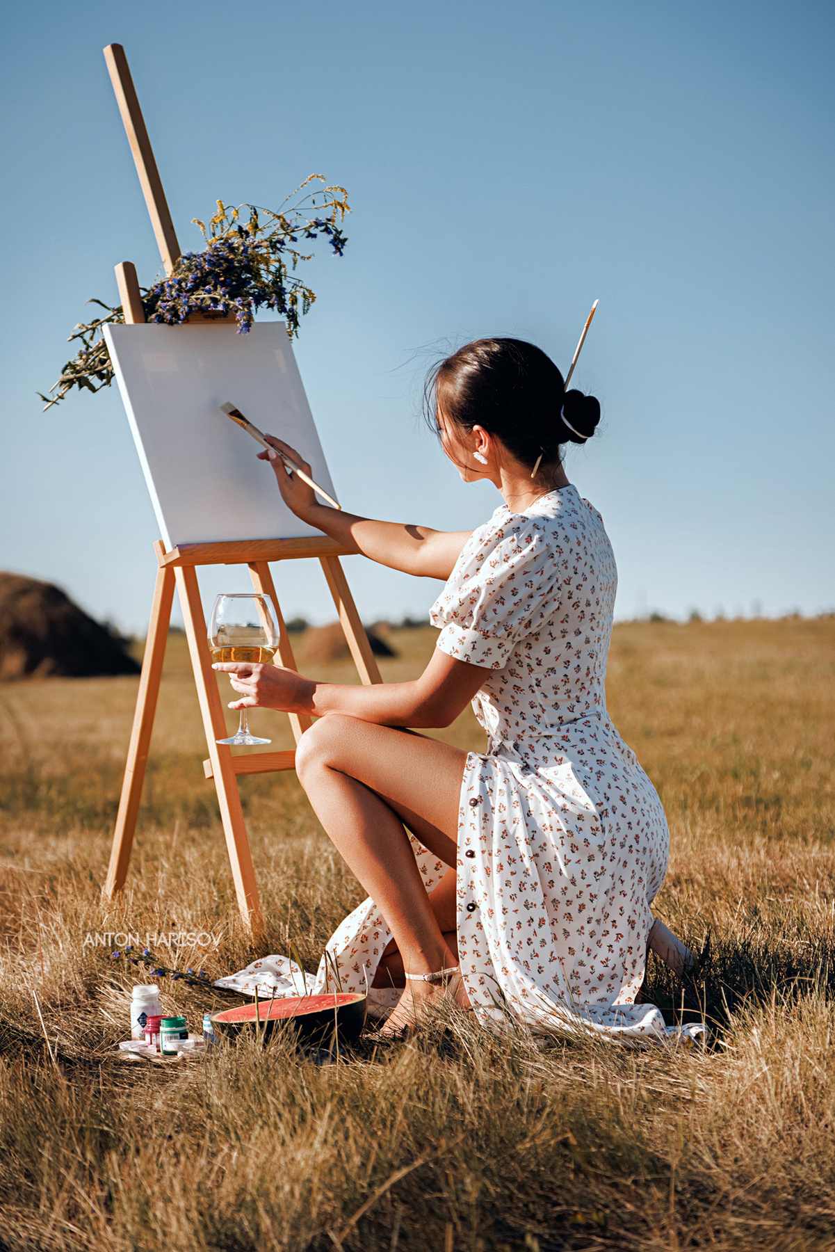 Field Painting portrait girl beauty eyes russian canon fashion woman art sexy femme movie mood cinematic inspiration daylight popular post-processing antonharisov fotoshi photography model sensual